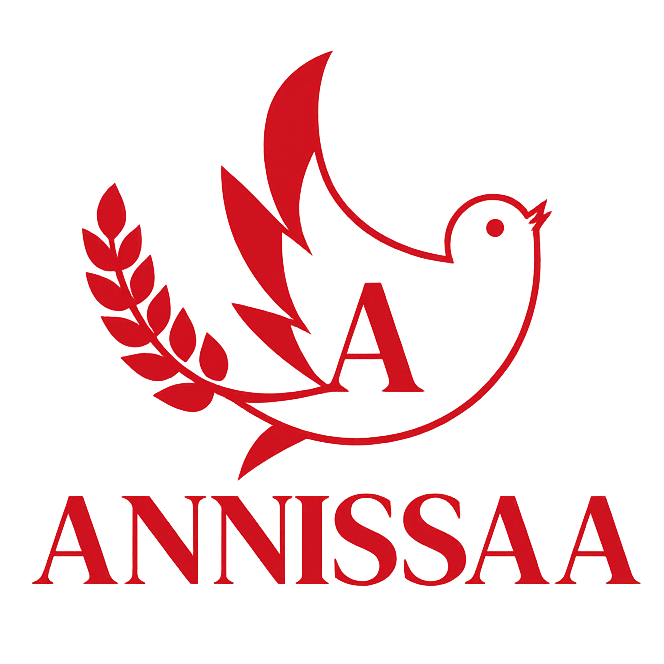 A red logo featuring a stylized dove with a wheat branch and the letter A, above the text 'ANNISSAA' on a plain white background.